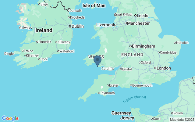 Kaart met locatie Rhossili Bay